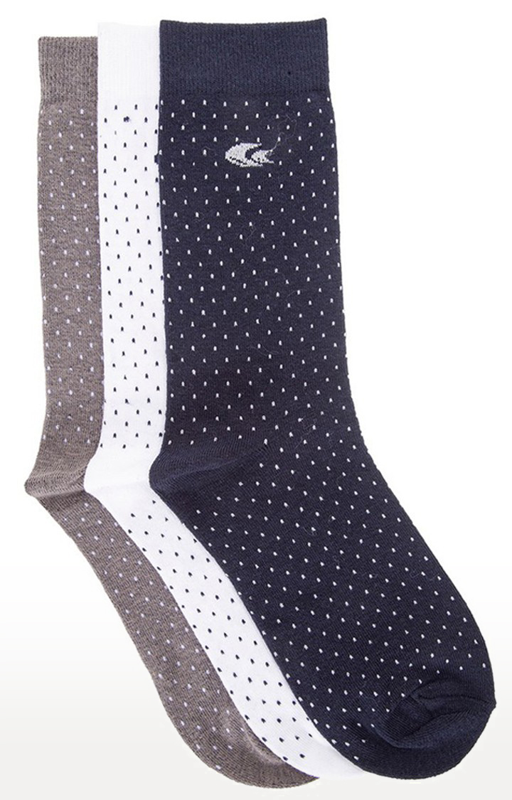 Allen Cooper Multi-Coloured Polka Dots Pack of 3 Crew Socks