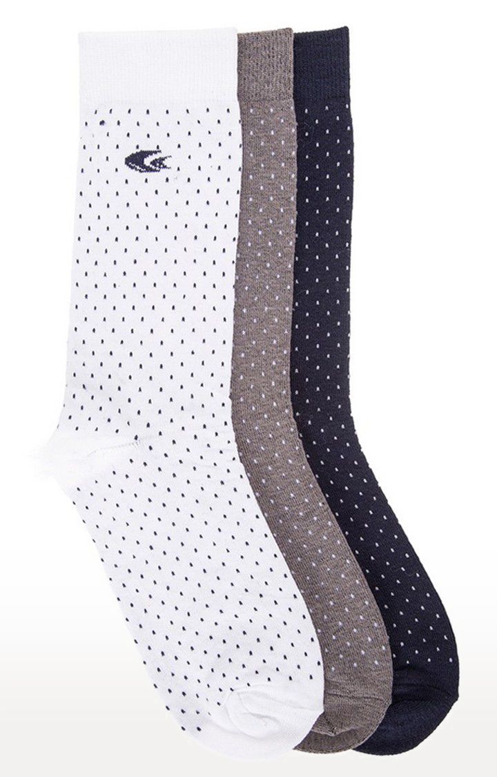 Allen Cooper Multi-Coloured Polka Dots Pack of 3 Crew Socks