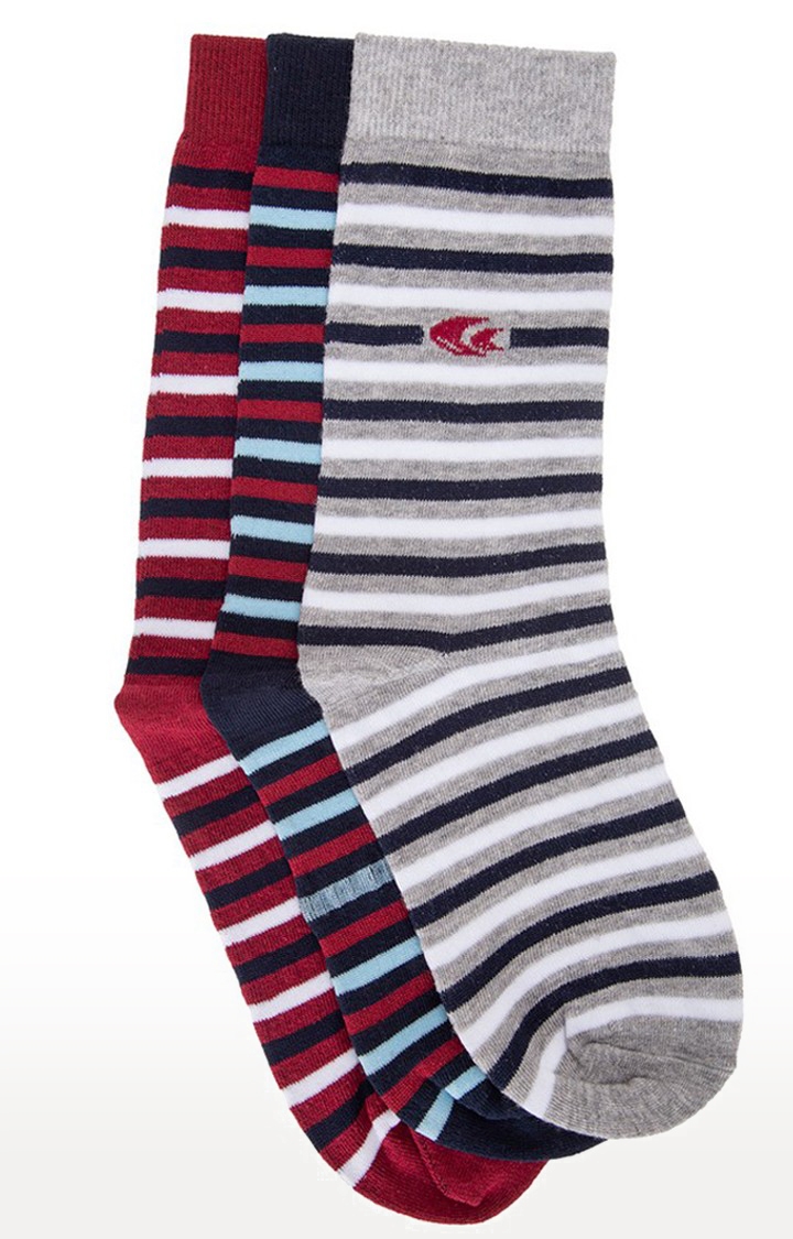 Allen Cooper | Allen Cooper Multi-Coloured Striped Pack of 3 Crew Socks 0