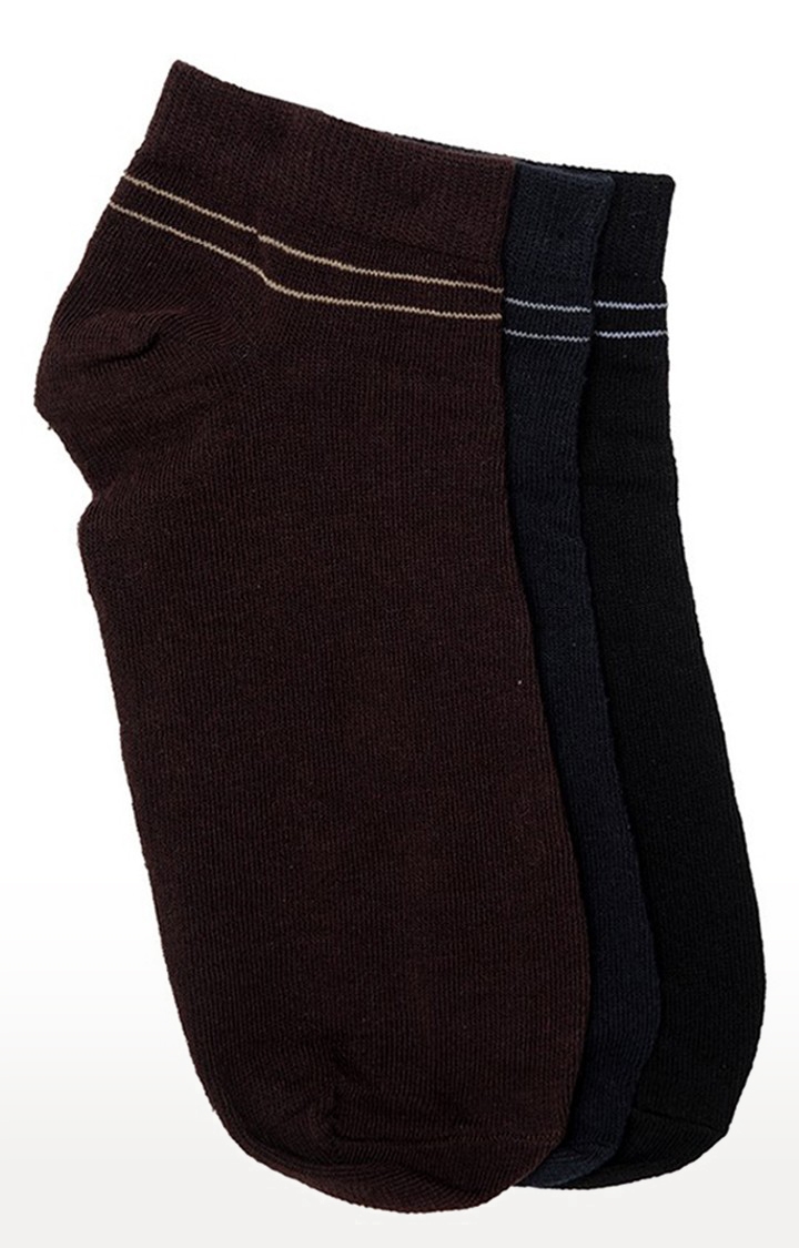 Allen Cooper | Allen Cooper Multi-Coloured Solid Pack of 3 Ankle Socks For Men 0