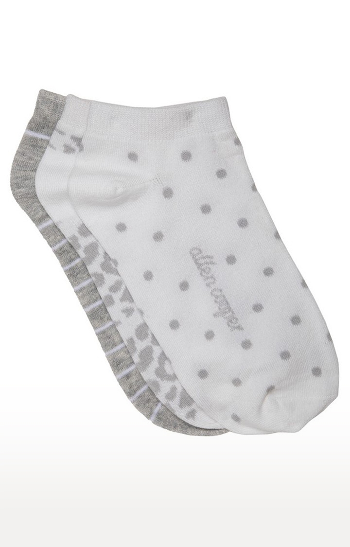 Allen Cooper | Allen Cooper Grey and White Pack of 3 Ankle Socks For Men 1
