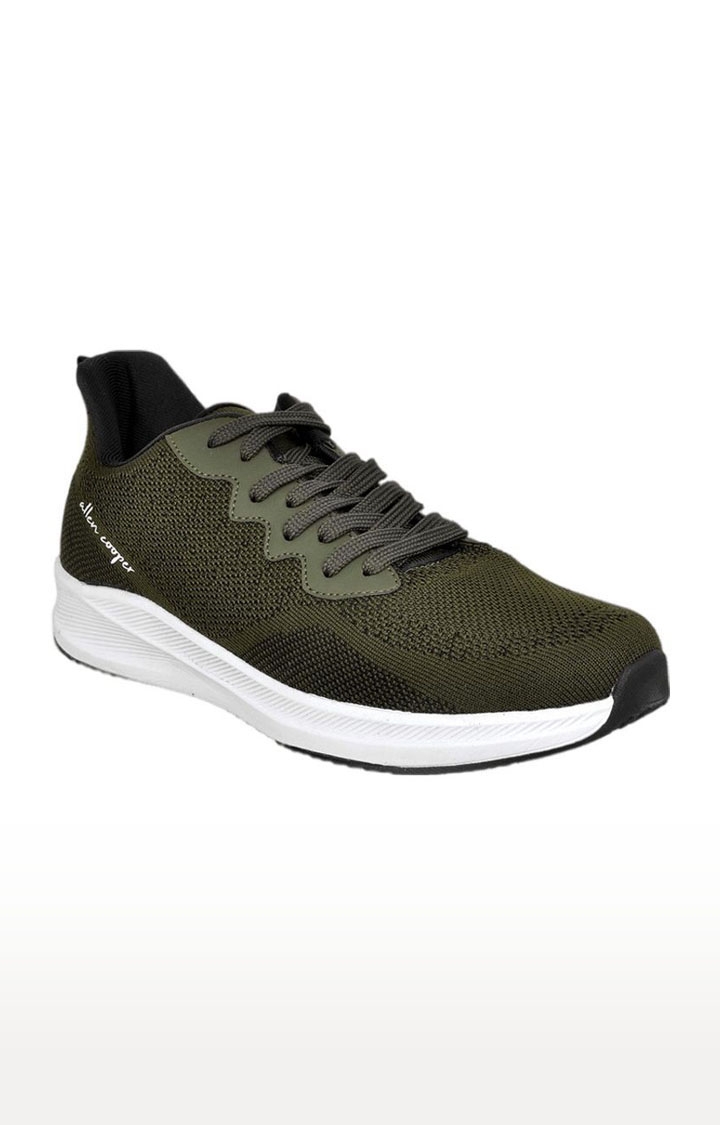 Allen Cooper | Men's Green Mesh Running Shoes 0