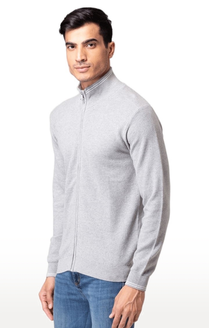 Allen Cooper | Men's Grey Cotton Solid Sweater 2