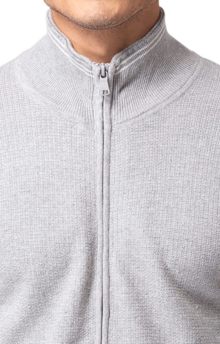 Allen Cooper | Men's Grey Cotton Solid Sweater 3