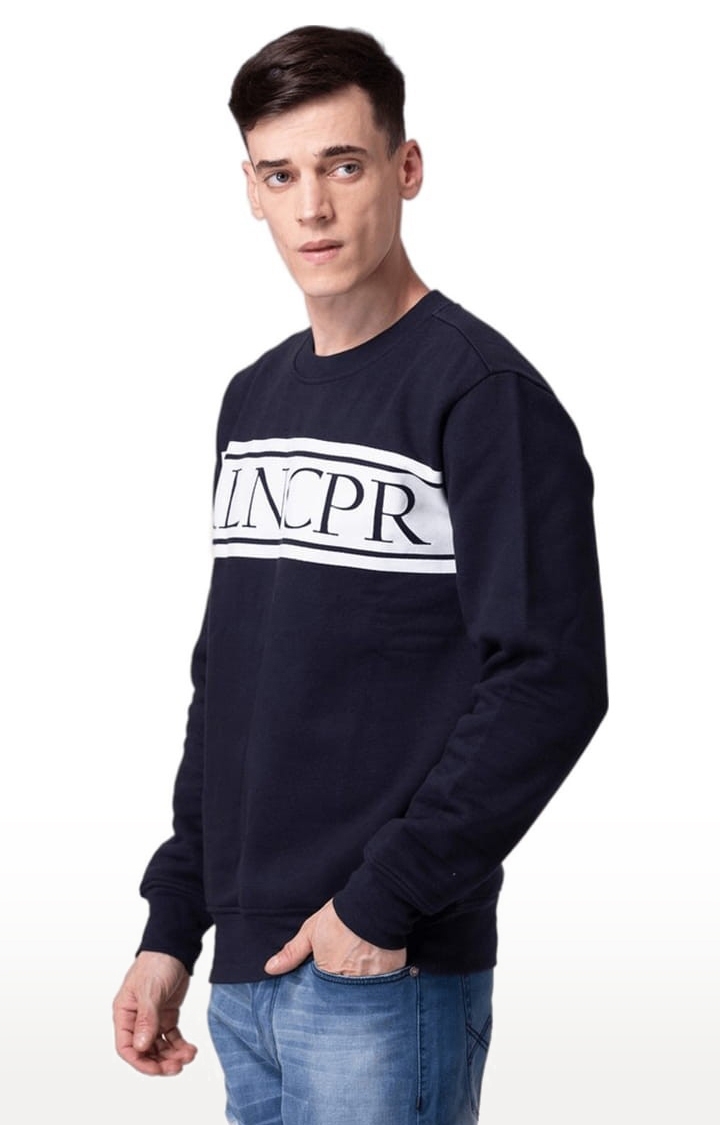 Allen Cooper | Men's Navy Blue Cotton Typographic Printed Sweatshirt 2