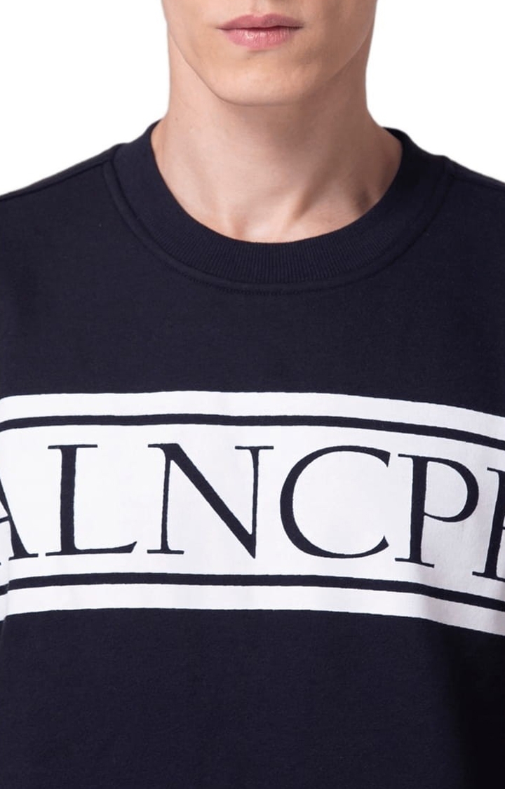 Allen Cooper | Men's Navy Blue Cotton Typographic Printed Sweatshirt 3