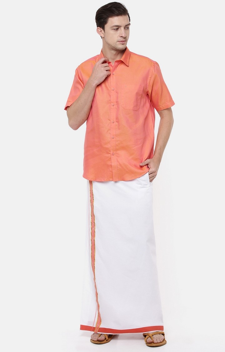 Ramraj Cotton | Orange Solid Ethnic Suits Set 0