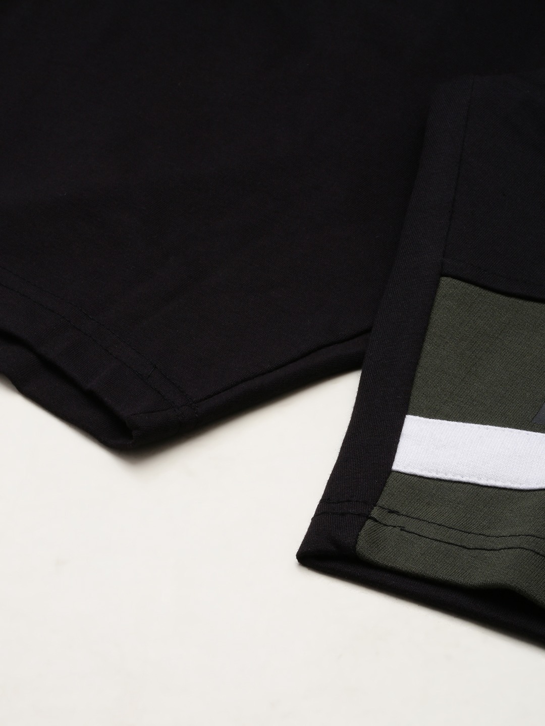 SHOWOFF Men's Knee Length Colourblocked Black Mid-Rise Sports Shorts