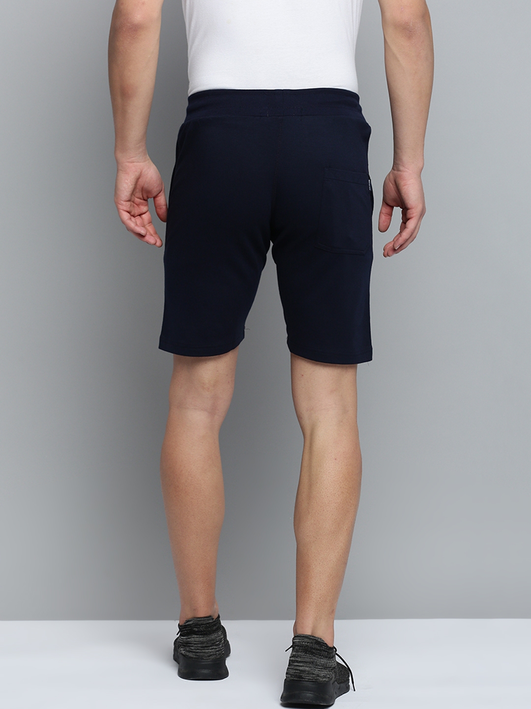 Showoff | SHOWOFF Men's Knee Length Colourblocked Navy Blue Mid-Rise Sports Shorts 2