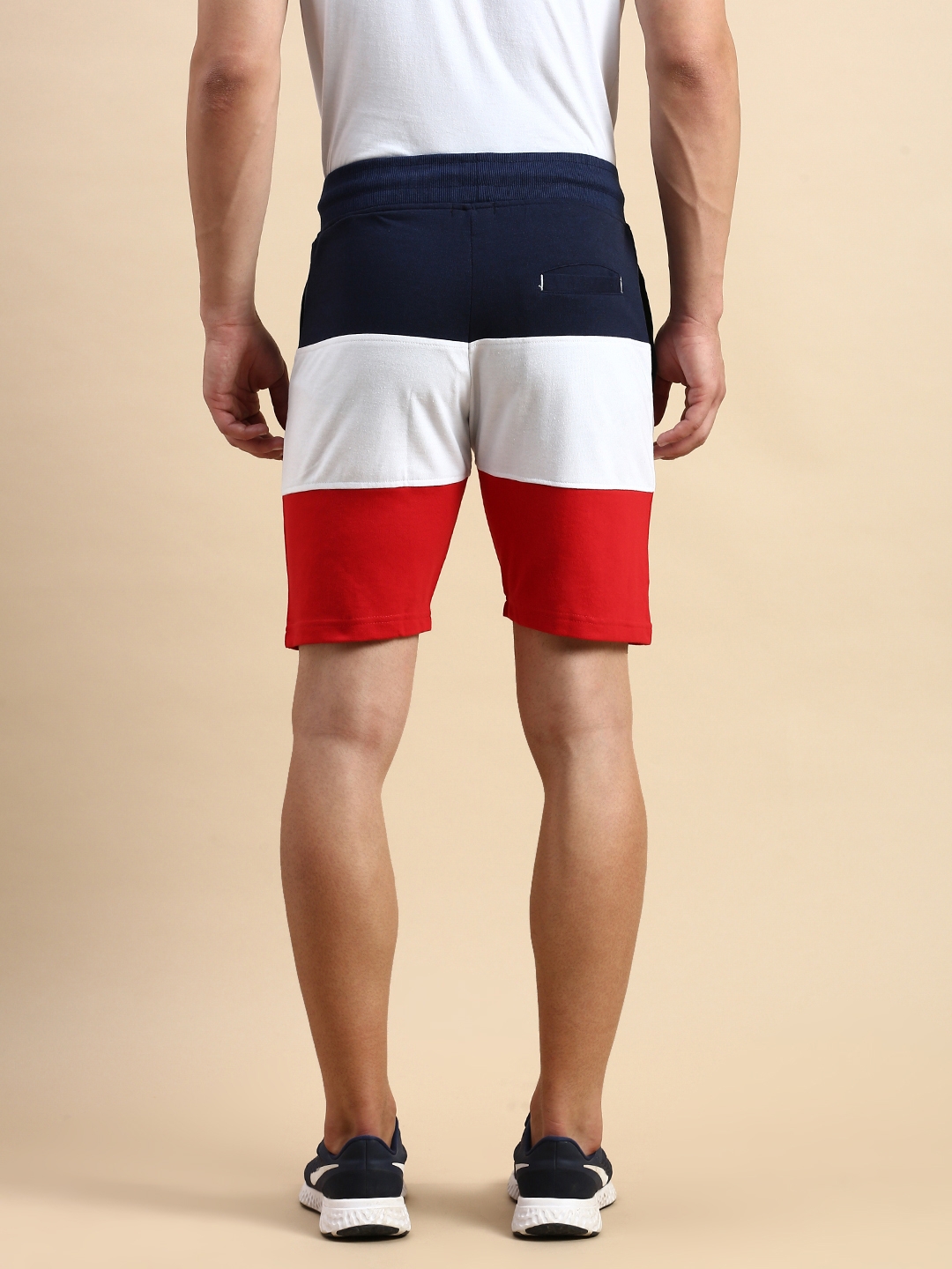 Showoff | SHOWOFF Men's Knee Length Colourblocked Navy Blue Mid-Rise Regular Shorts 2