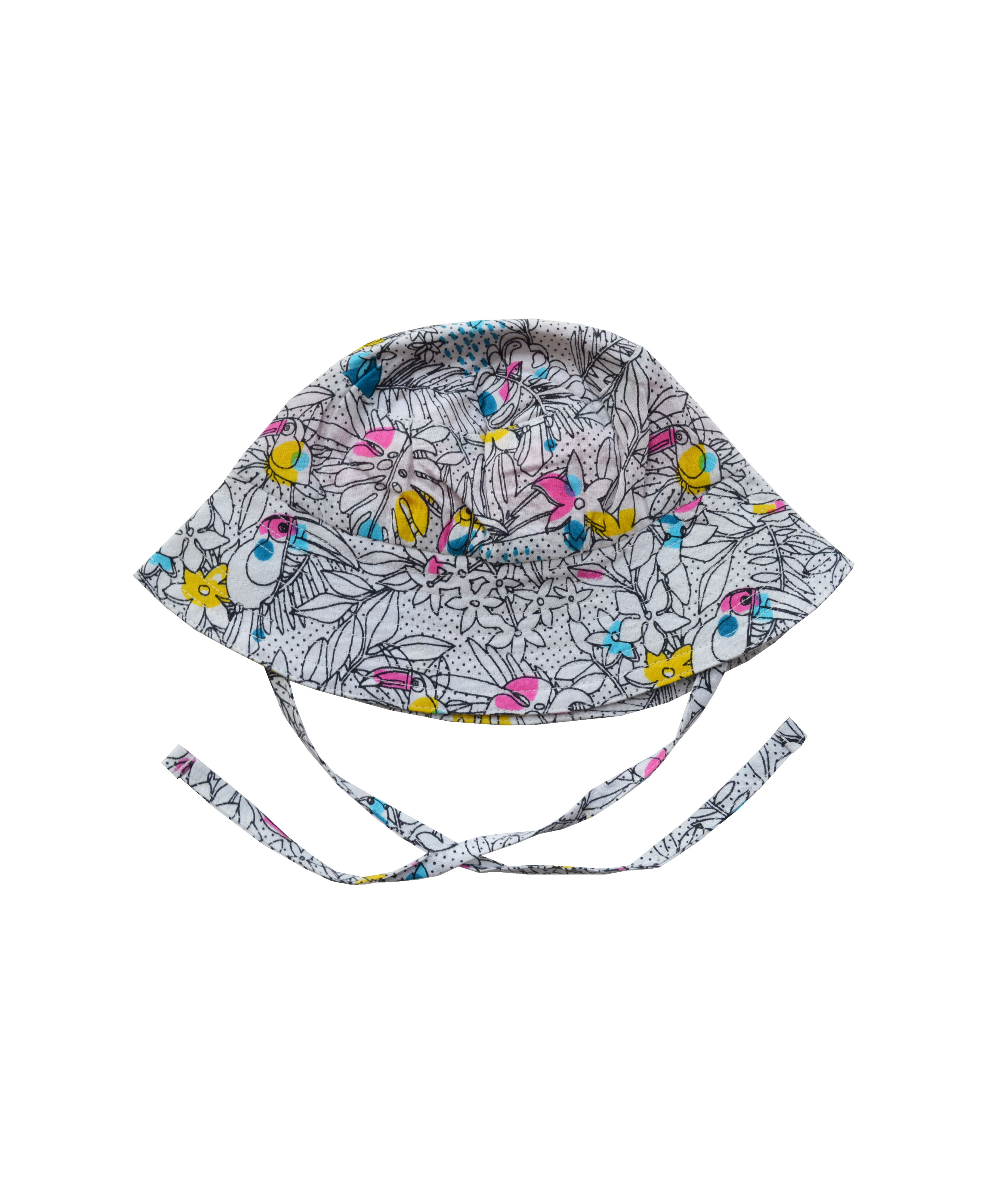 Babeez | White Sunhat with flower and dot print (100% Cotton) undefined