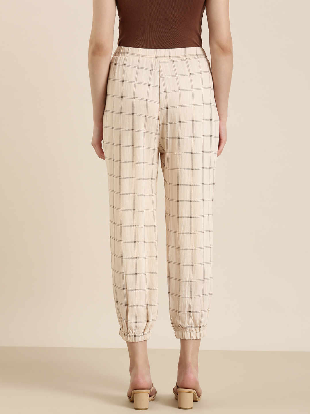 Checked joggers womens discount