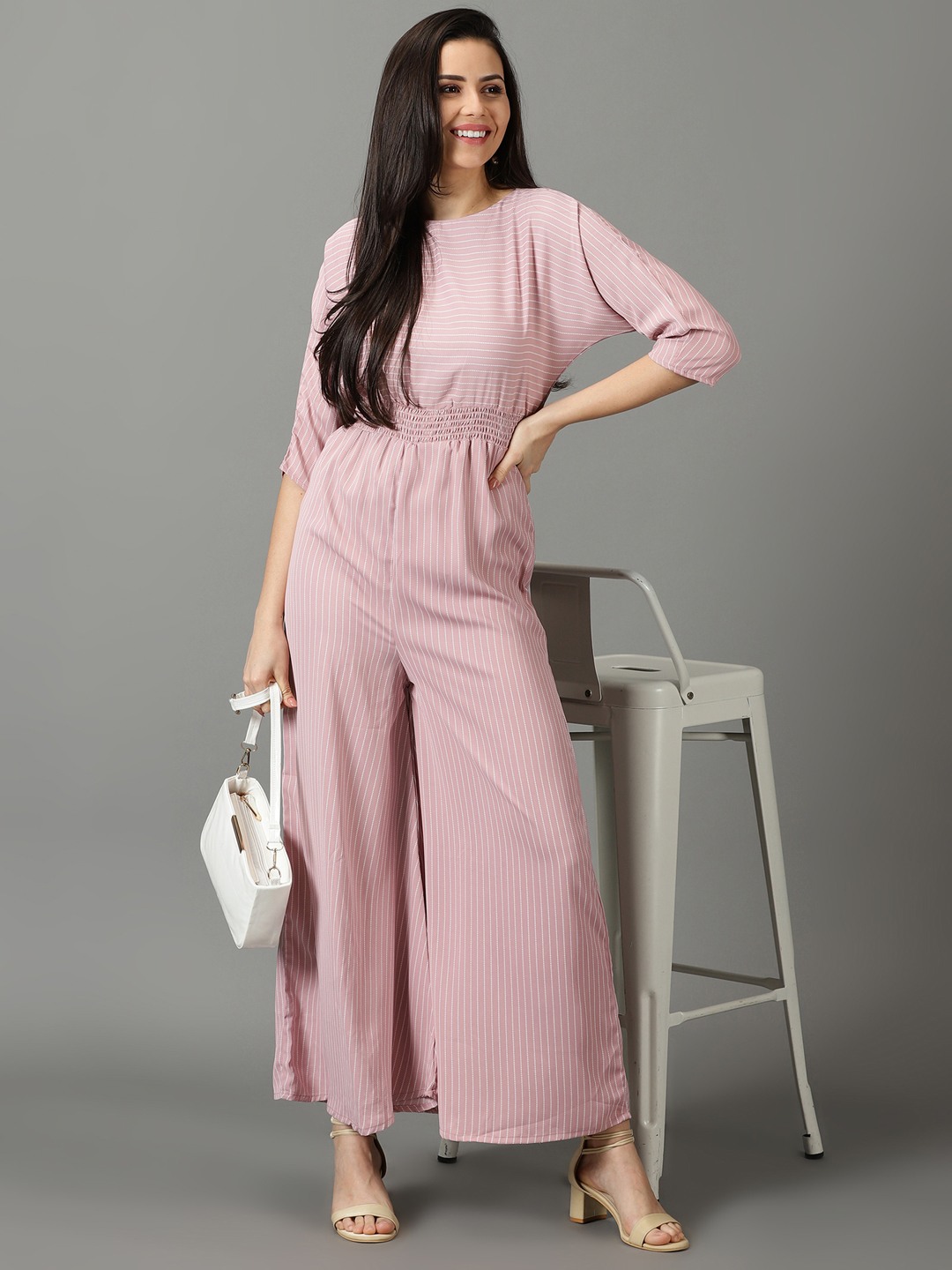 Round neck striped jumpsuit new arrivals
