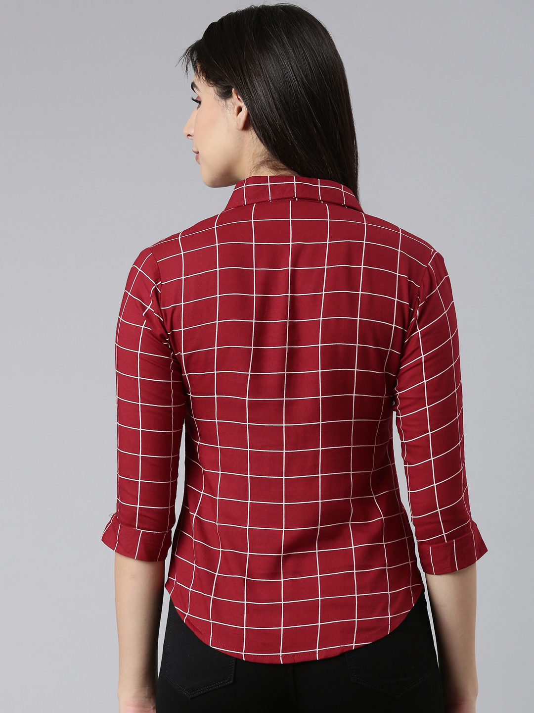Maroon checked shirt womens cheap