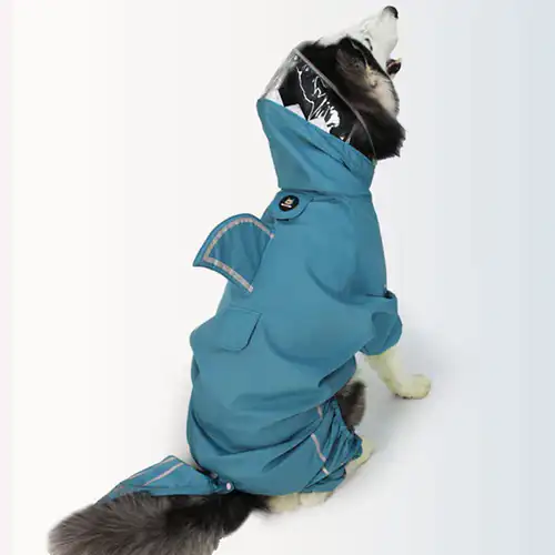 Dogobow Shark Body Suit Raincoat for Dogs and Cats, Blue