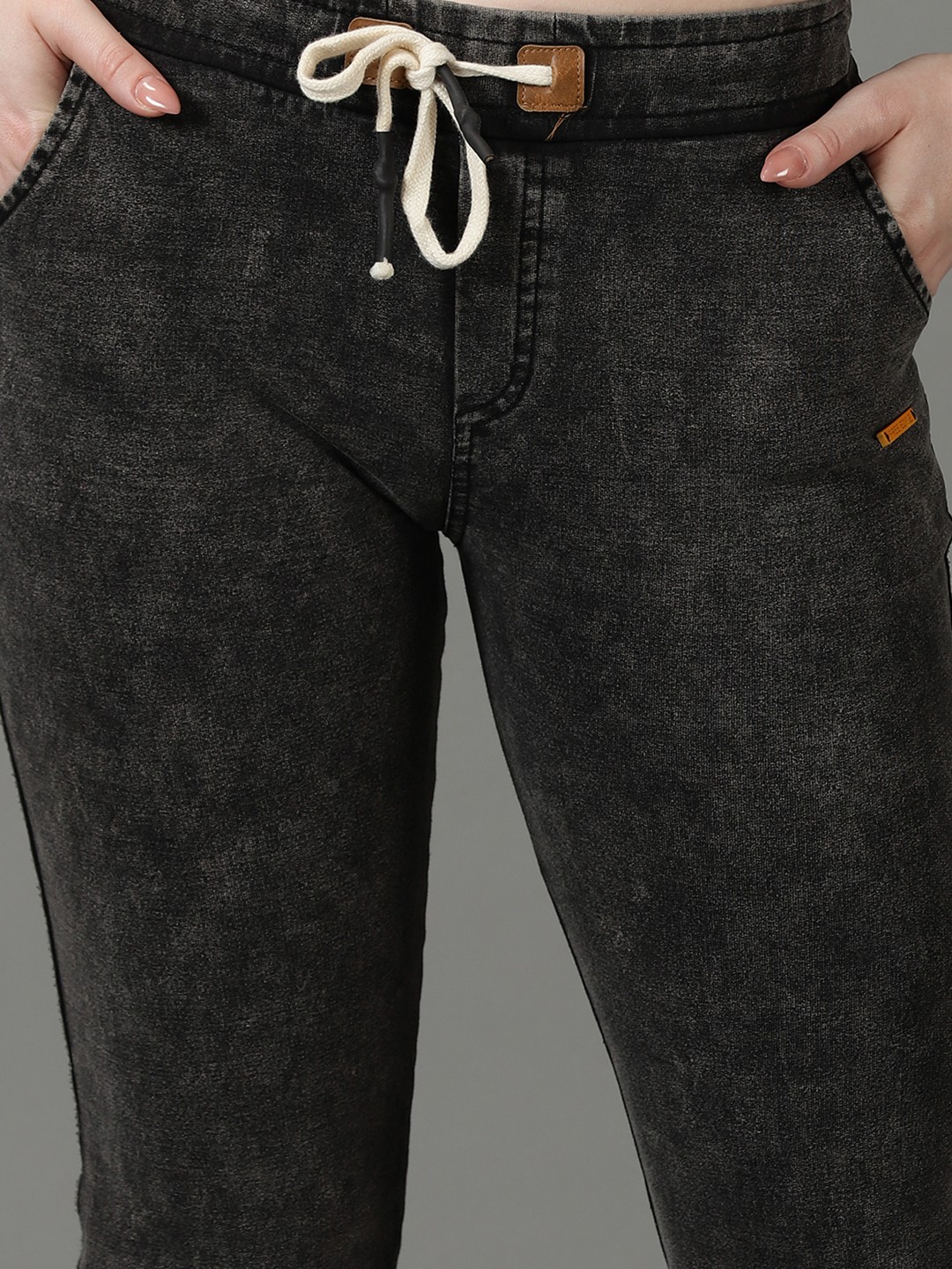 SHOWOFF Women's Solid Slim Fit Grey Melange Jegging
