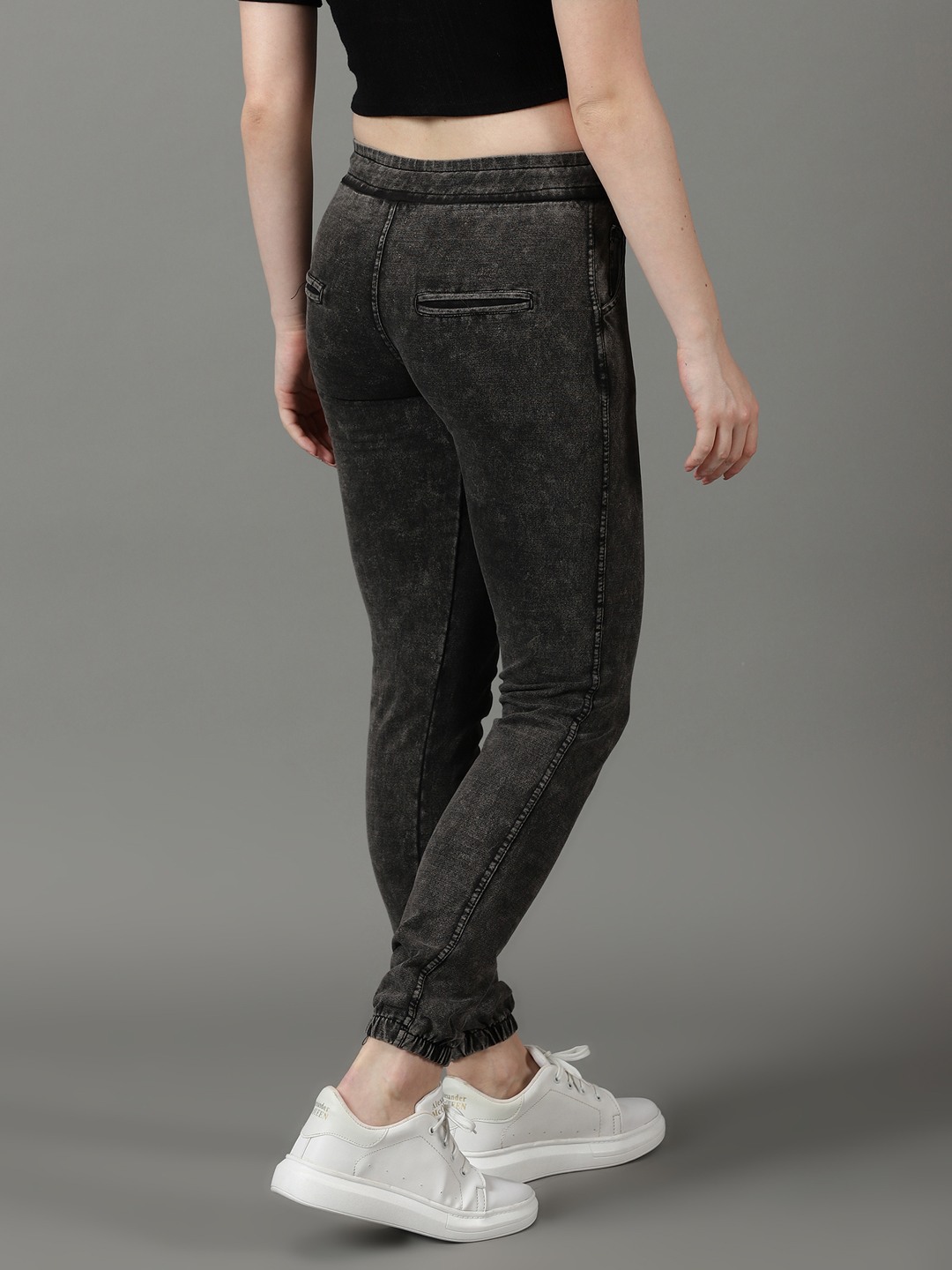 SHOWOFF Women's Solid Slim Fit Grey Melange Jegging
