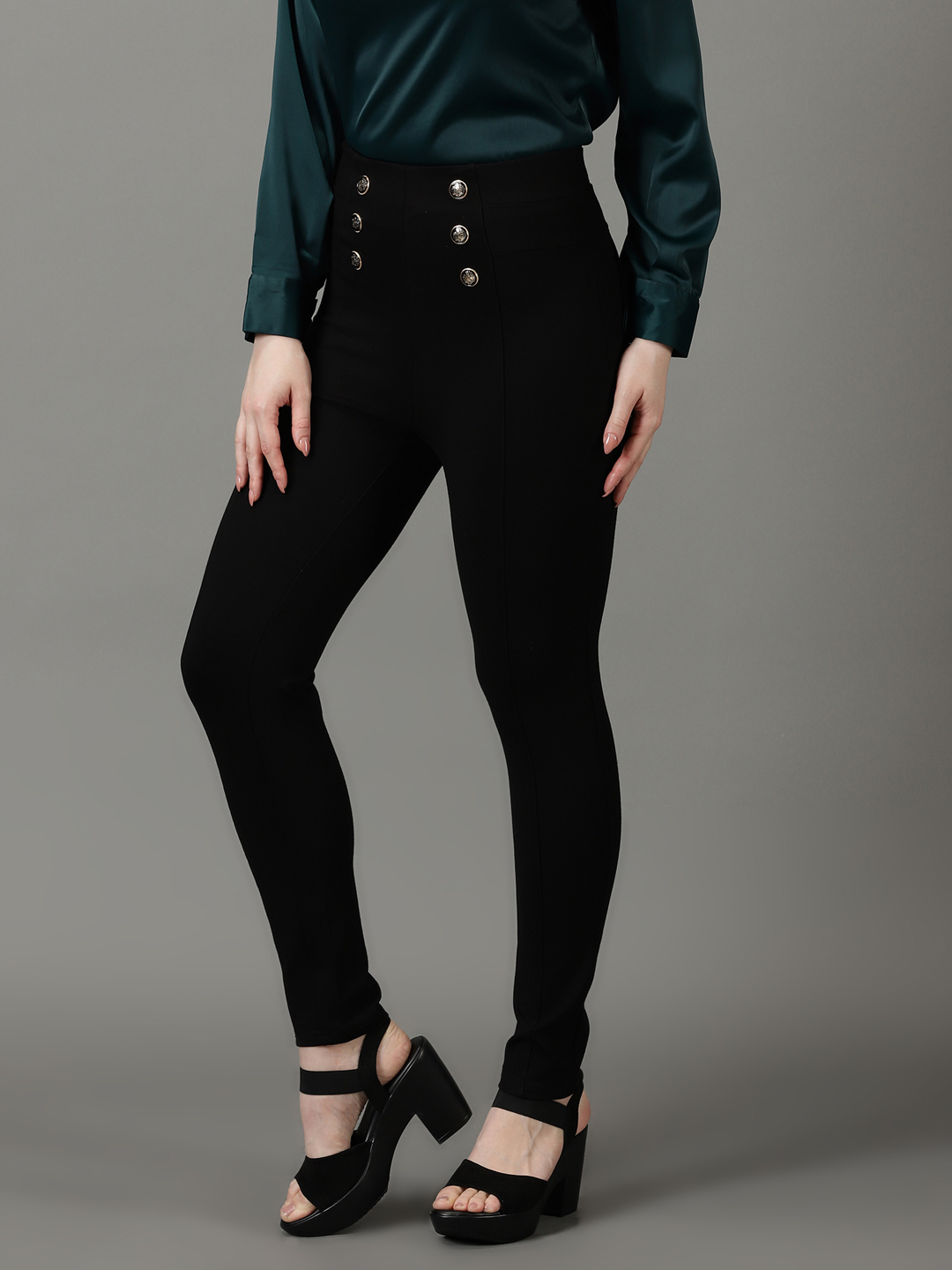 SHOWOFF Women's Solid Slim Fit Black Jegging