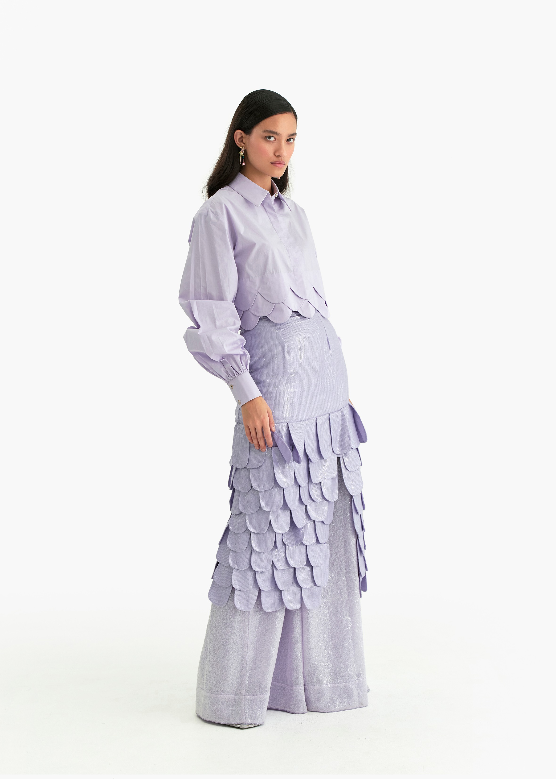 Embroidered layered skirt clearance