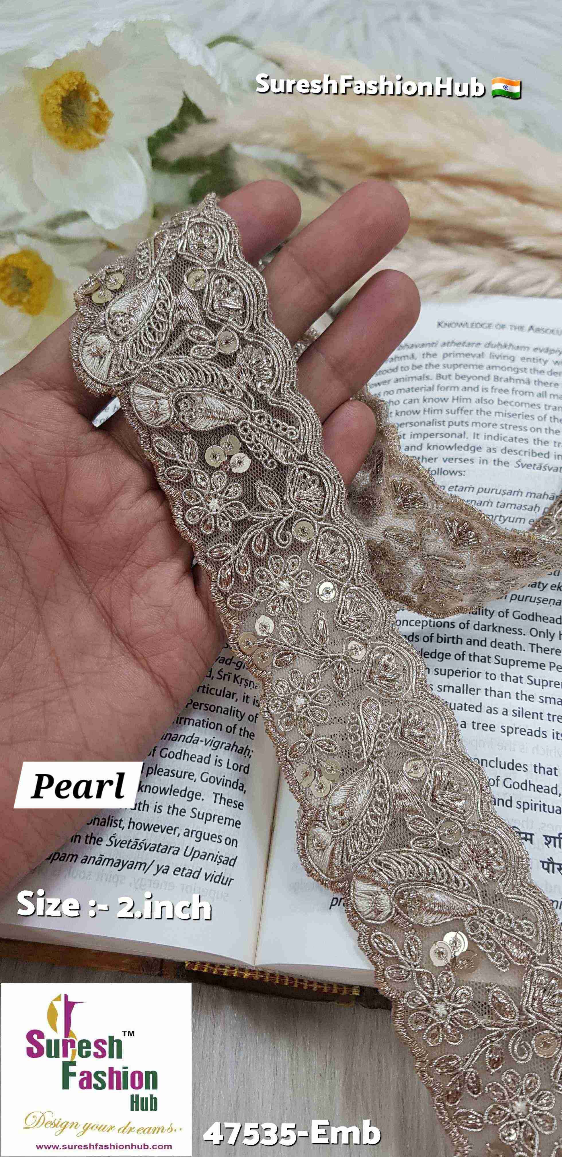 Certainly! Here are some ALT text suggestions that incorporate a variety of keywords to help improve your visibility on Google:  1. "Navratri Banarasi Laces - Traditional Indian Festive Laces" 2. "Golden Silver Banarasi Lace - Elegant Metallic Trims for Garments" 3. "Cutwork Banarasi Laces - Intricate Openwork Designs"