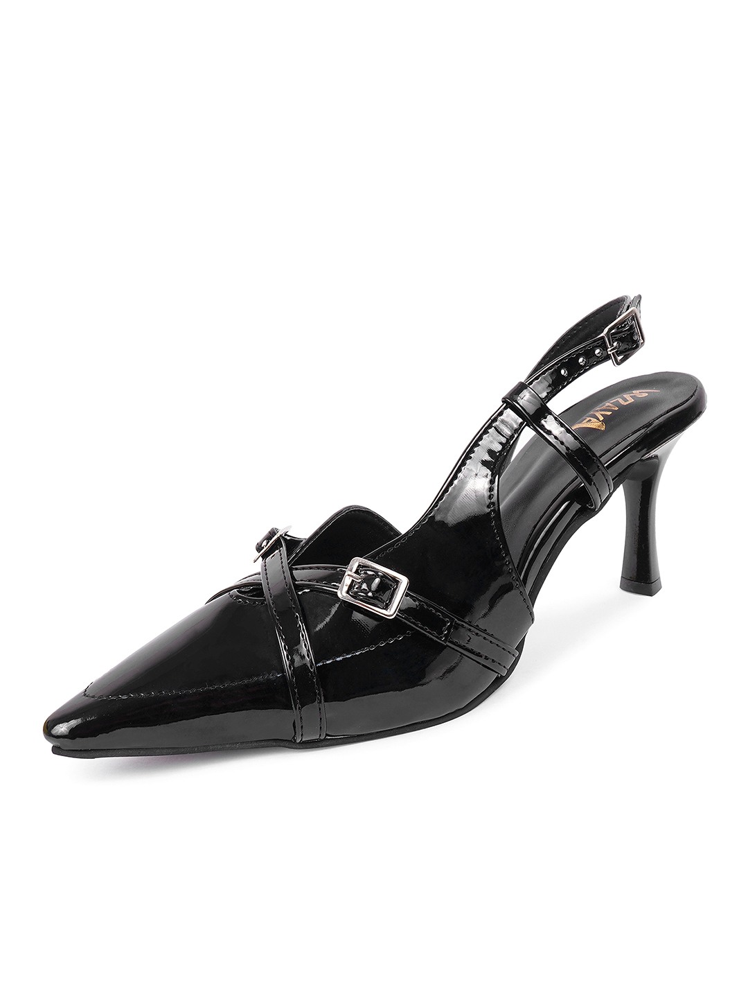 Women Pointed Buckle details backstrap heels