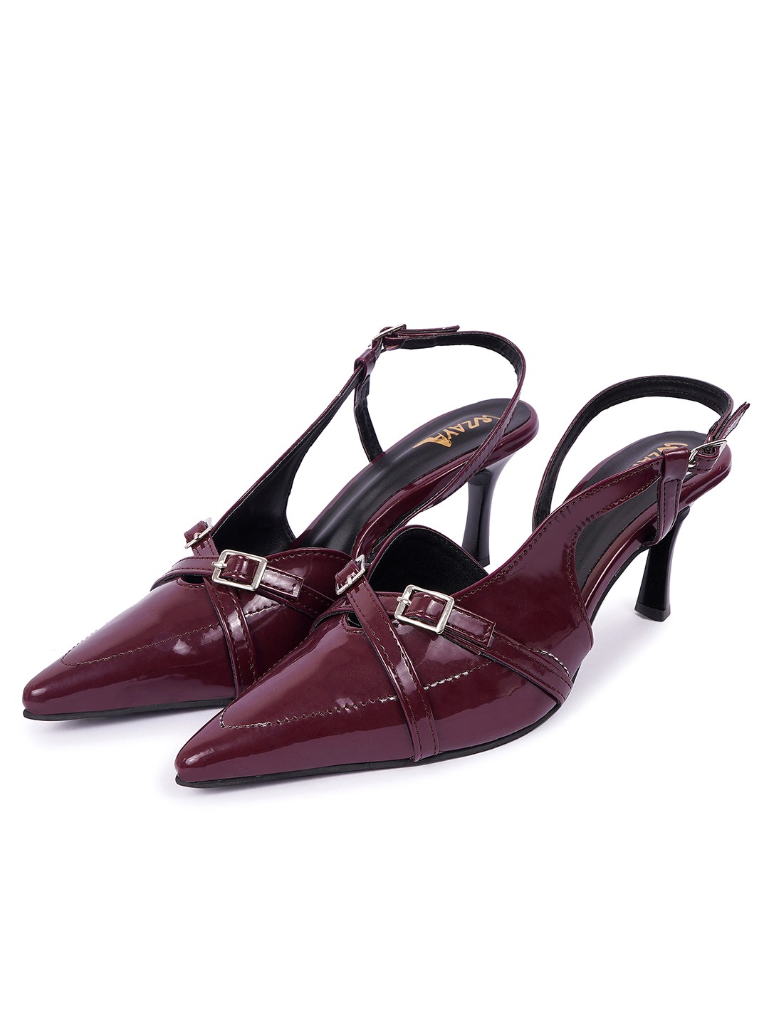 Women Pointed Buckle details backstrap heels