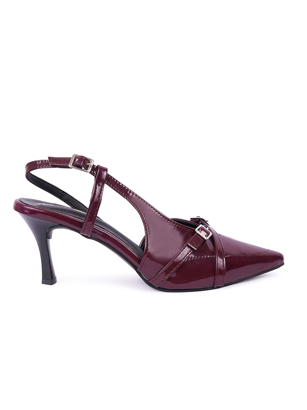 Women Pointed Buckle details backstrap heels