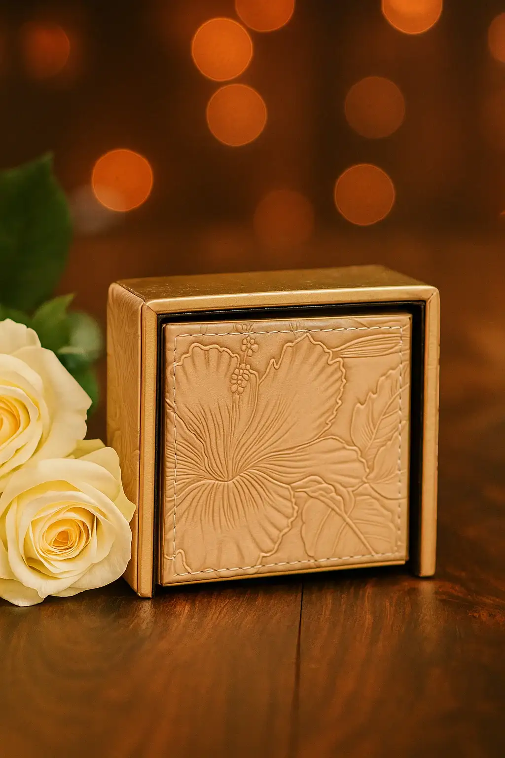 Laxmi Household Wooden Coster Leather Coaster