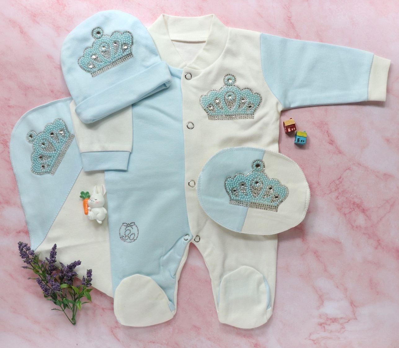 The Blue Crown Romper Set