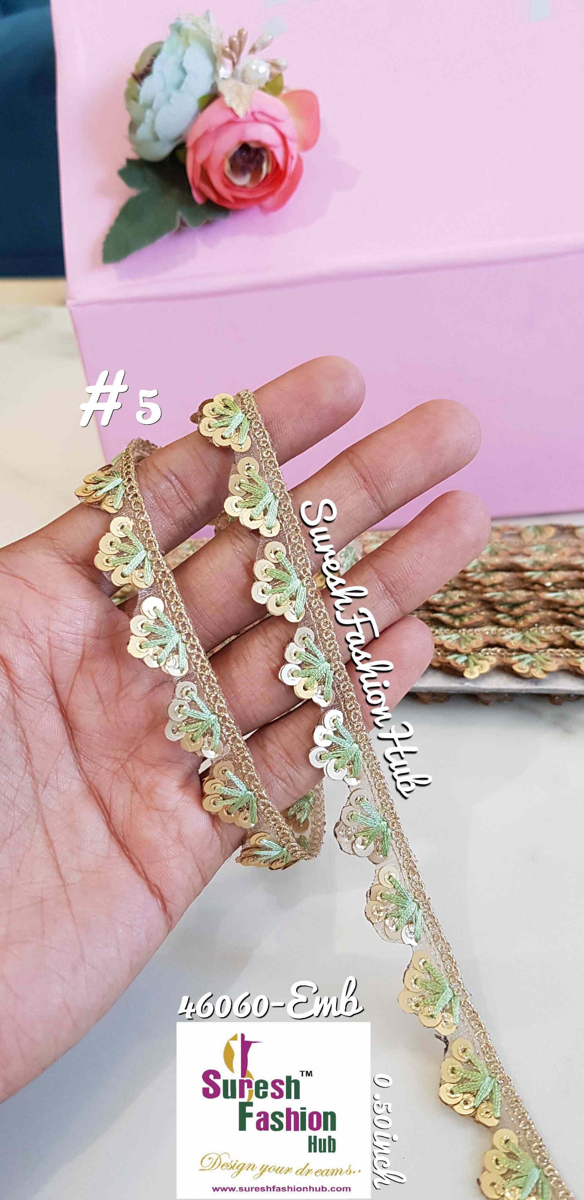 Pista Green Gold Shine Organza Lace