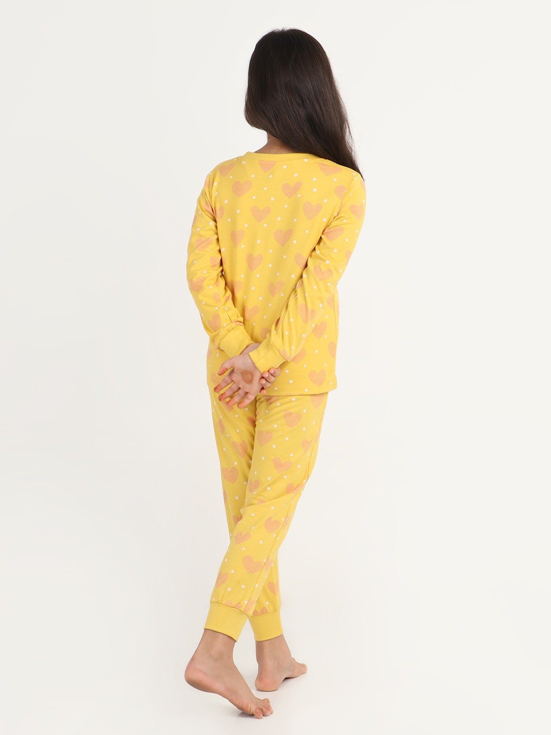 Girls 2 piece printed jogger lounge set- Spicy Mustard