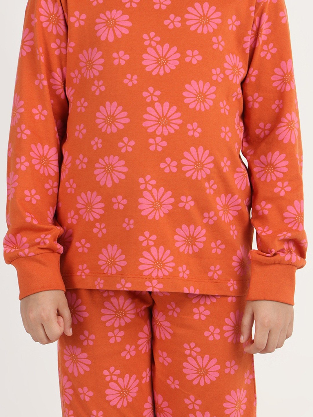 Girls 2 piece printed jogger lounge set- Base Rust