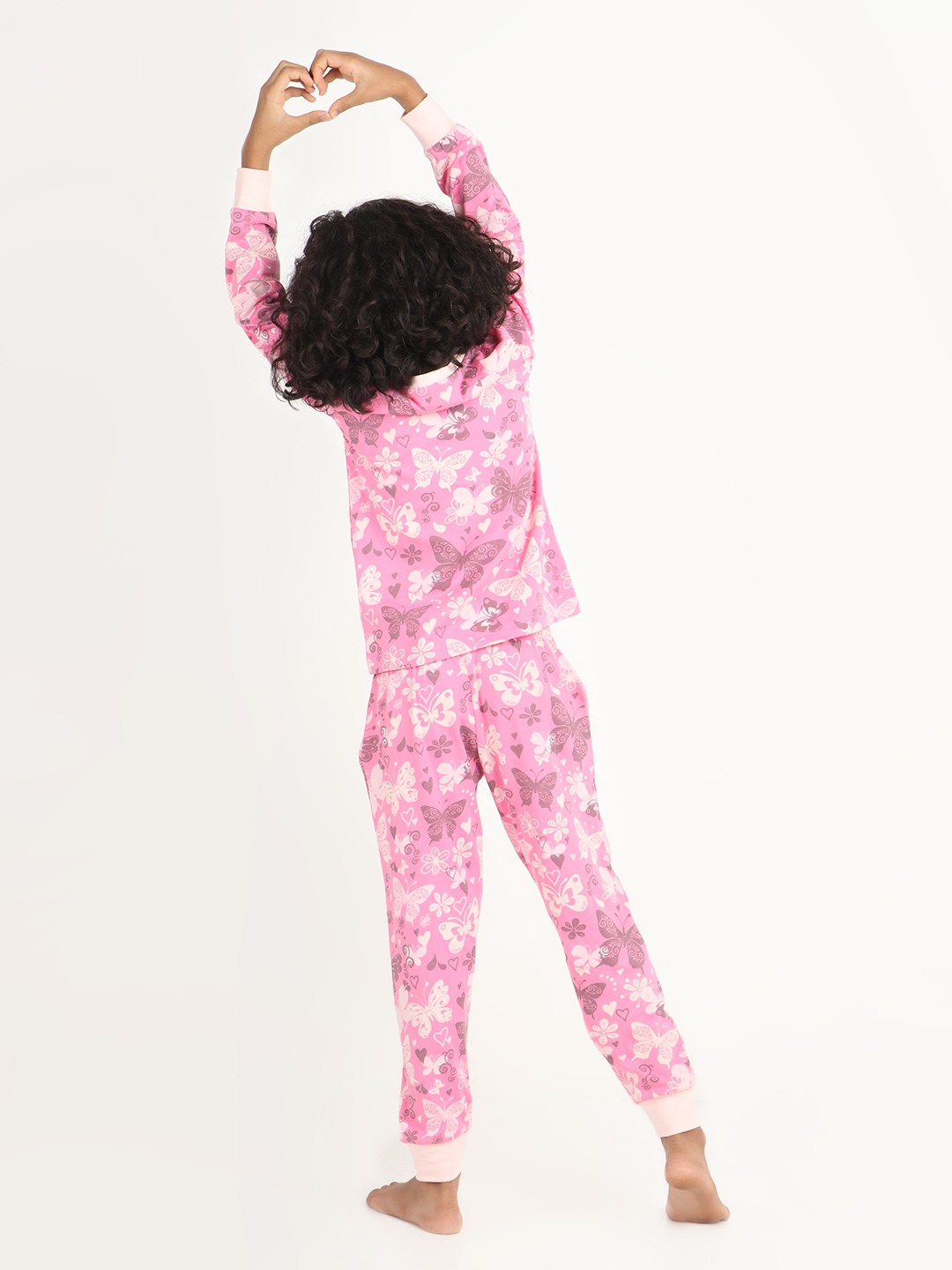 Girls 2 piece printed jogger lounge set- Pink