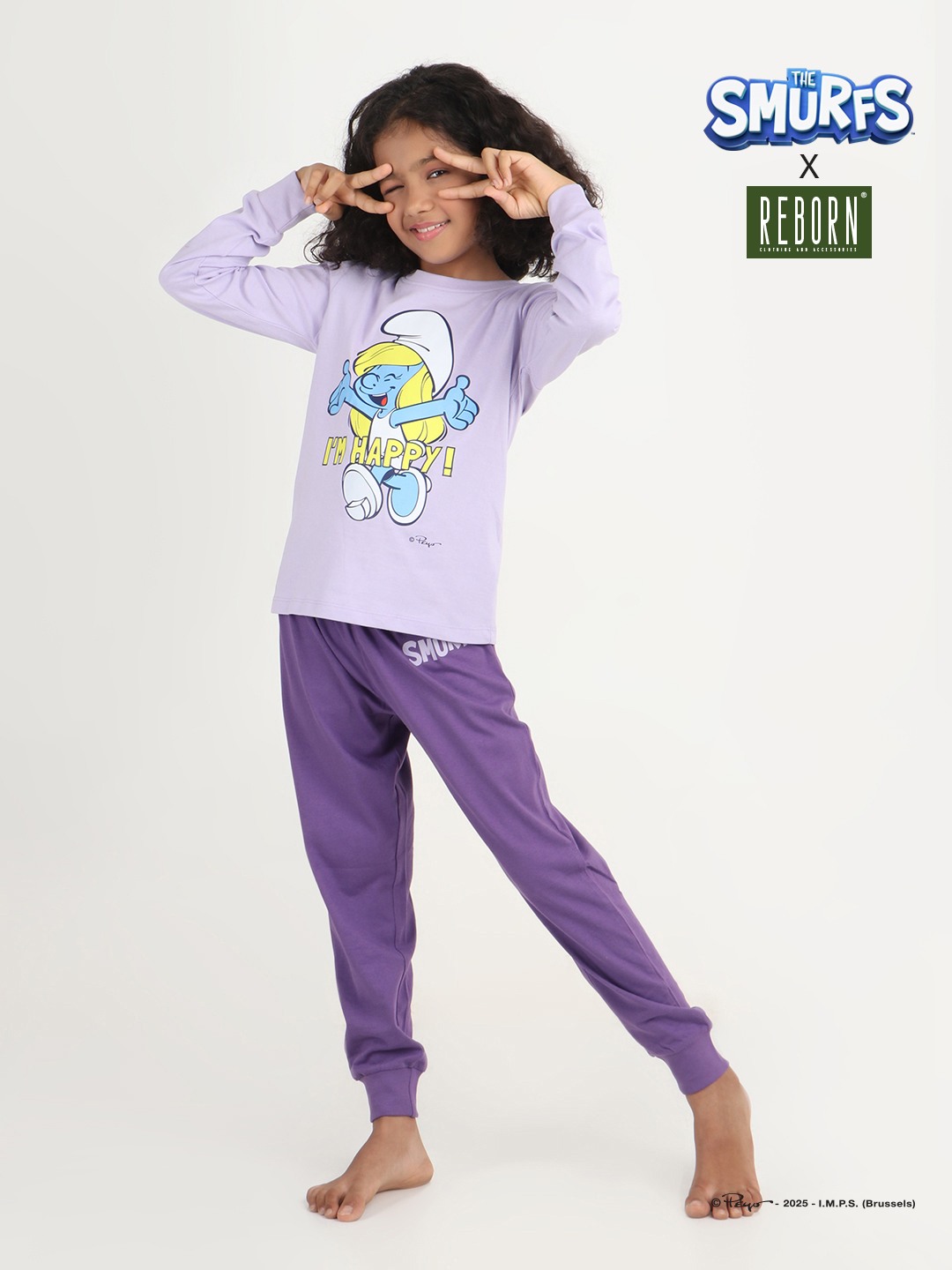 Girls 2 piece printed jogger lounge set- Lavender