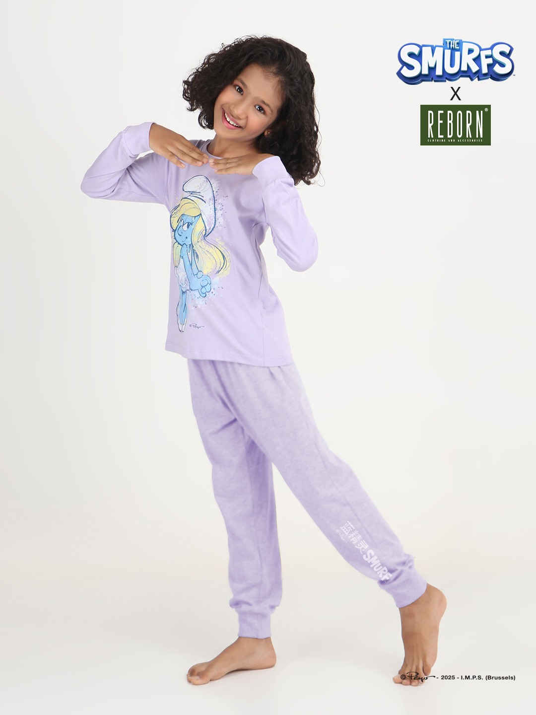 Girls 2 piece printed jogger lounge set- Lavender