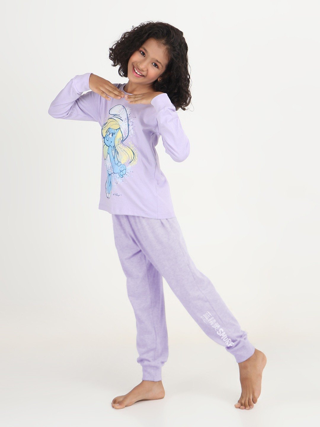 Girls 2 piece printed jogger lounge set- Lavender