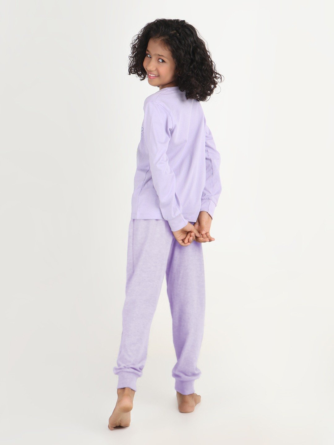 Girls 2 piece printed jogger lounge set- Lavender