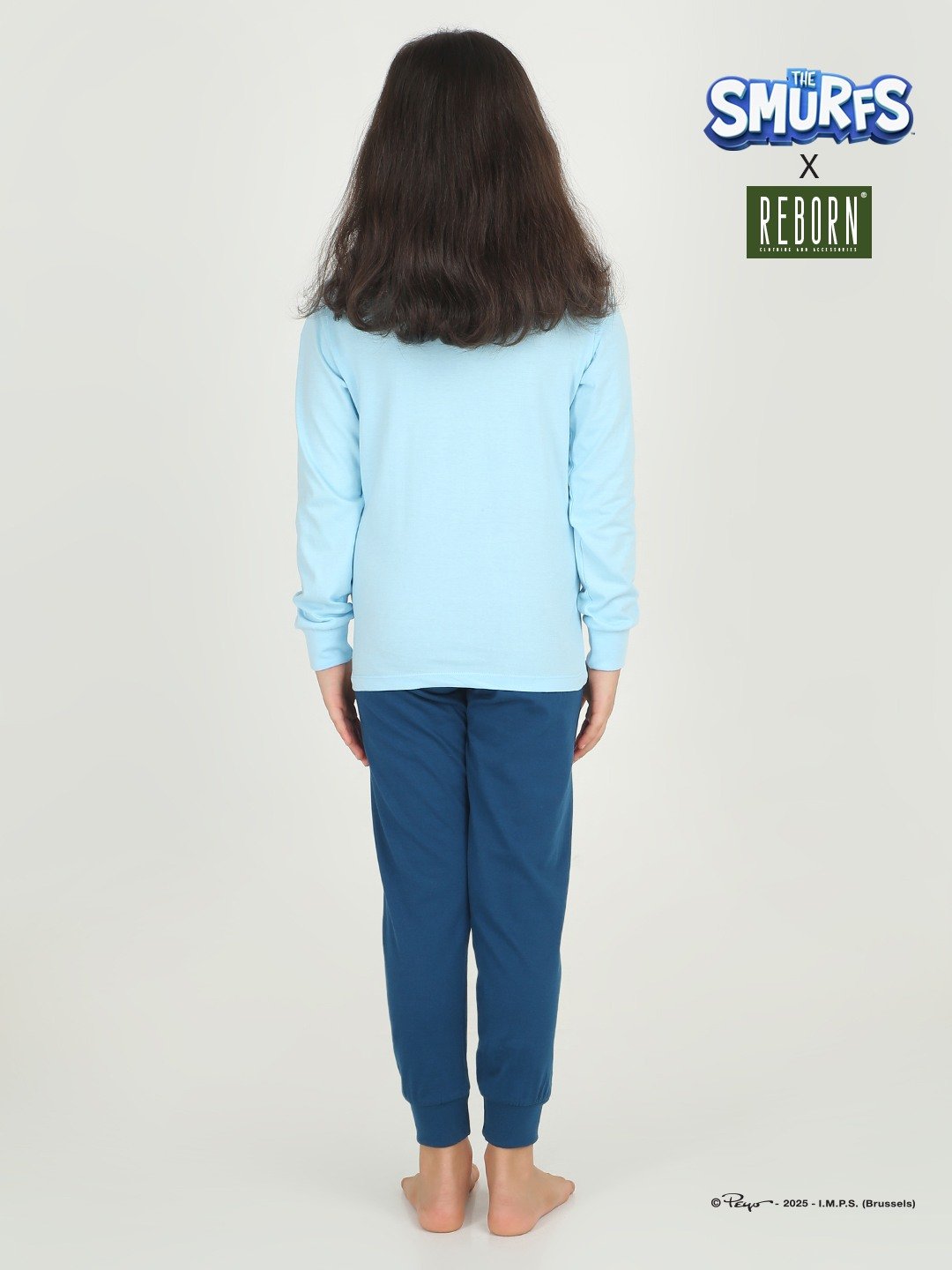 Girls 2 piece printed jogger lounge set- Blue & Navy