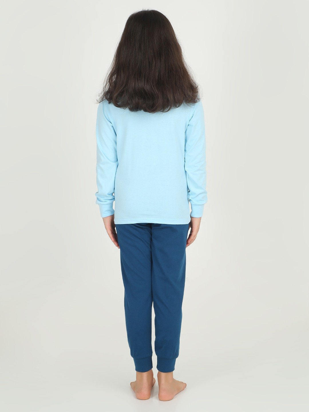 Girls 2 piece printed jogger lounge set- Blue & Navy