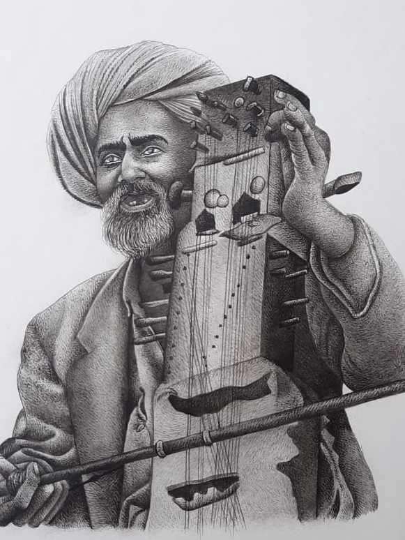Musician Miniature Painting
