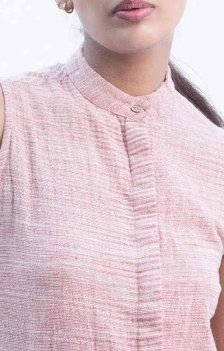 Women's Red Cotton Textured Casual Shirt