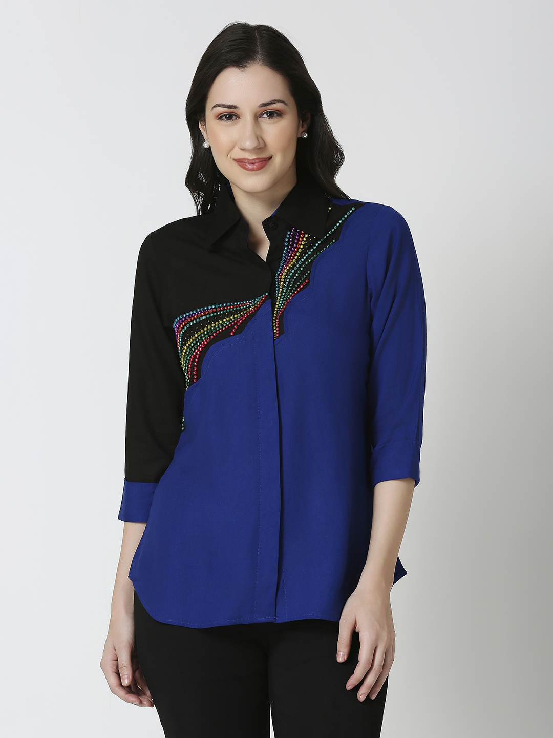 Royal Blue Beaded Shirt