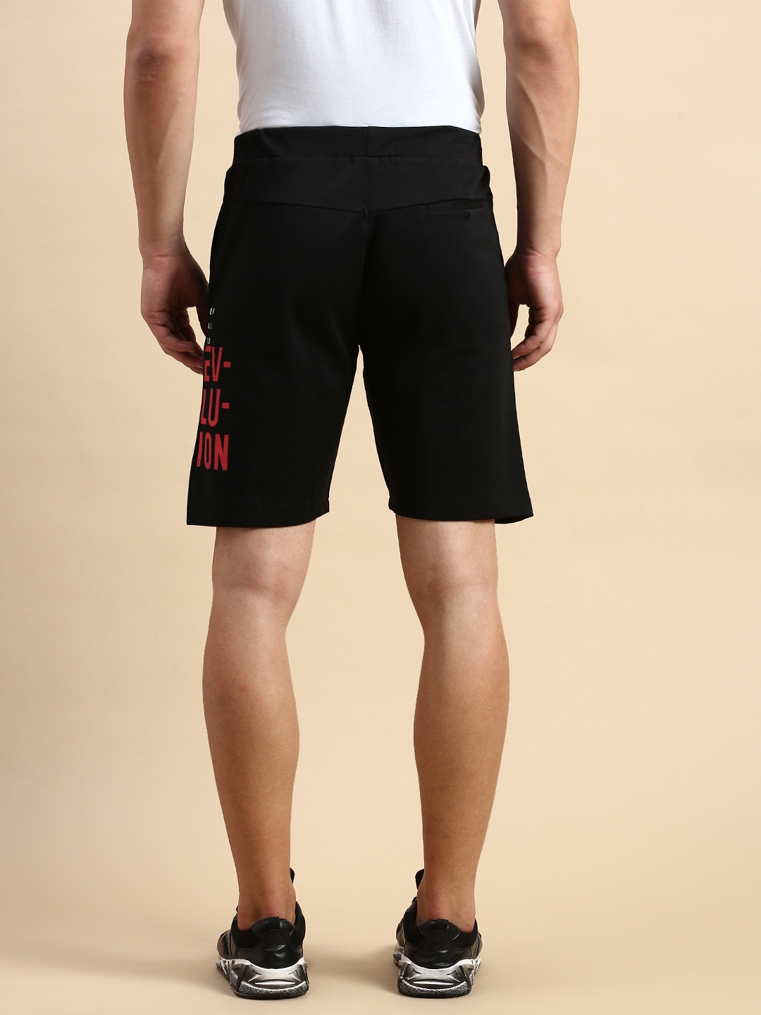 Showoff | SHOWOFF Men's Solid Black Knee Length Regular Shorts 3