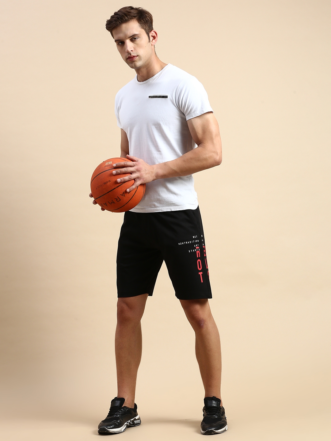 Showoff | SHOWOFF Men's Solid Black Knee Length Regular Shorts 4
