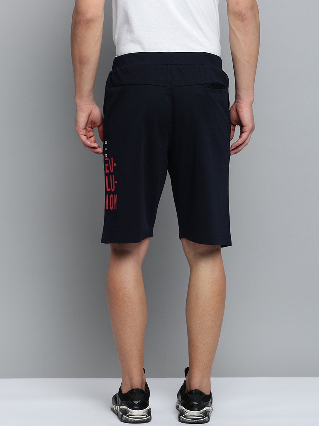 Showoff | SHOWOFF Men's Solid Navy Blue Knee Length Sports Shorts 2