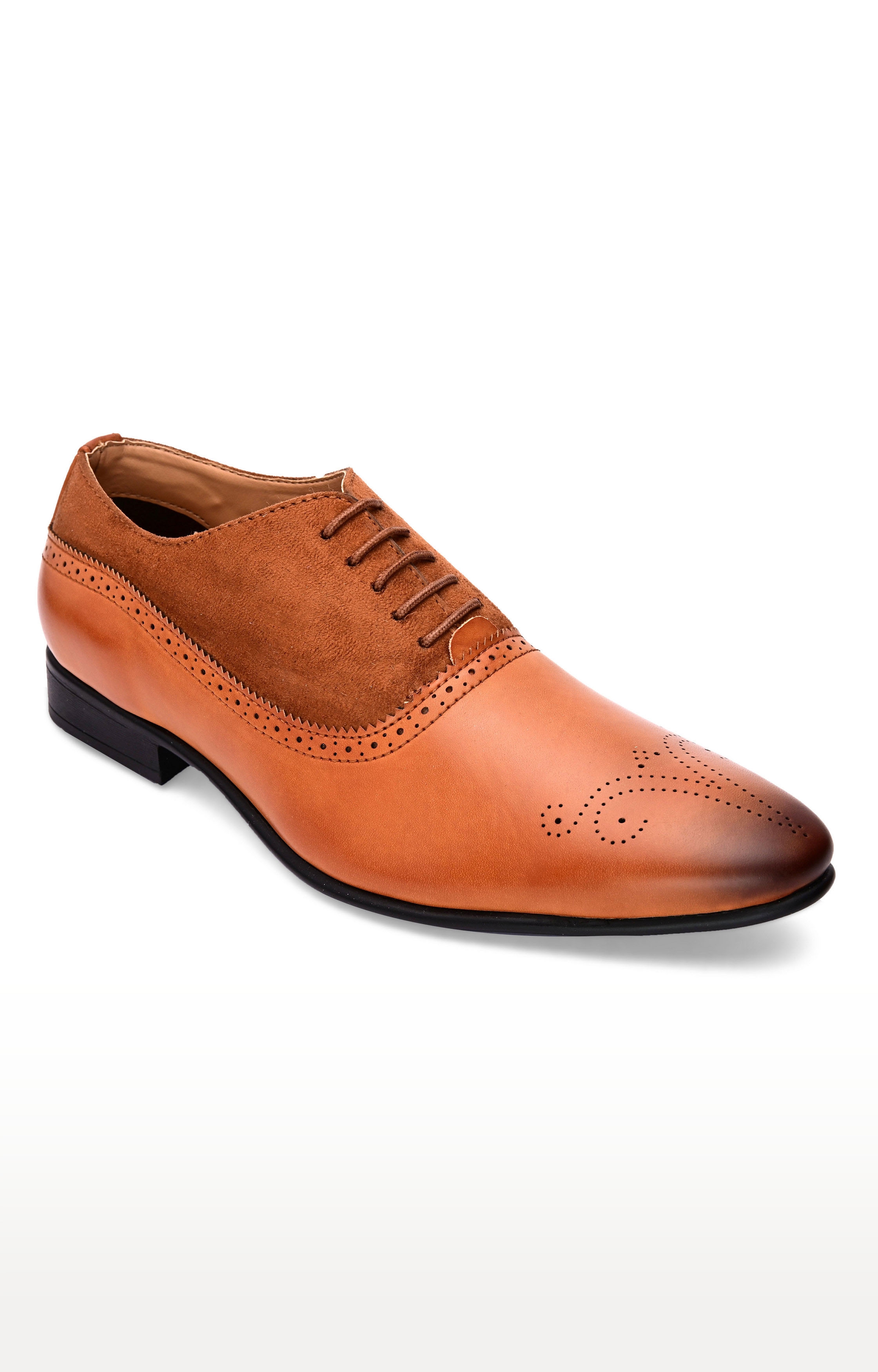 San Frissco | San Frissco Men Tan Brown Solid Formal Leather Oxfords 0