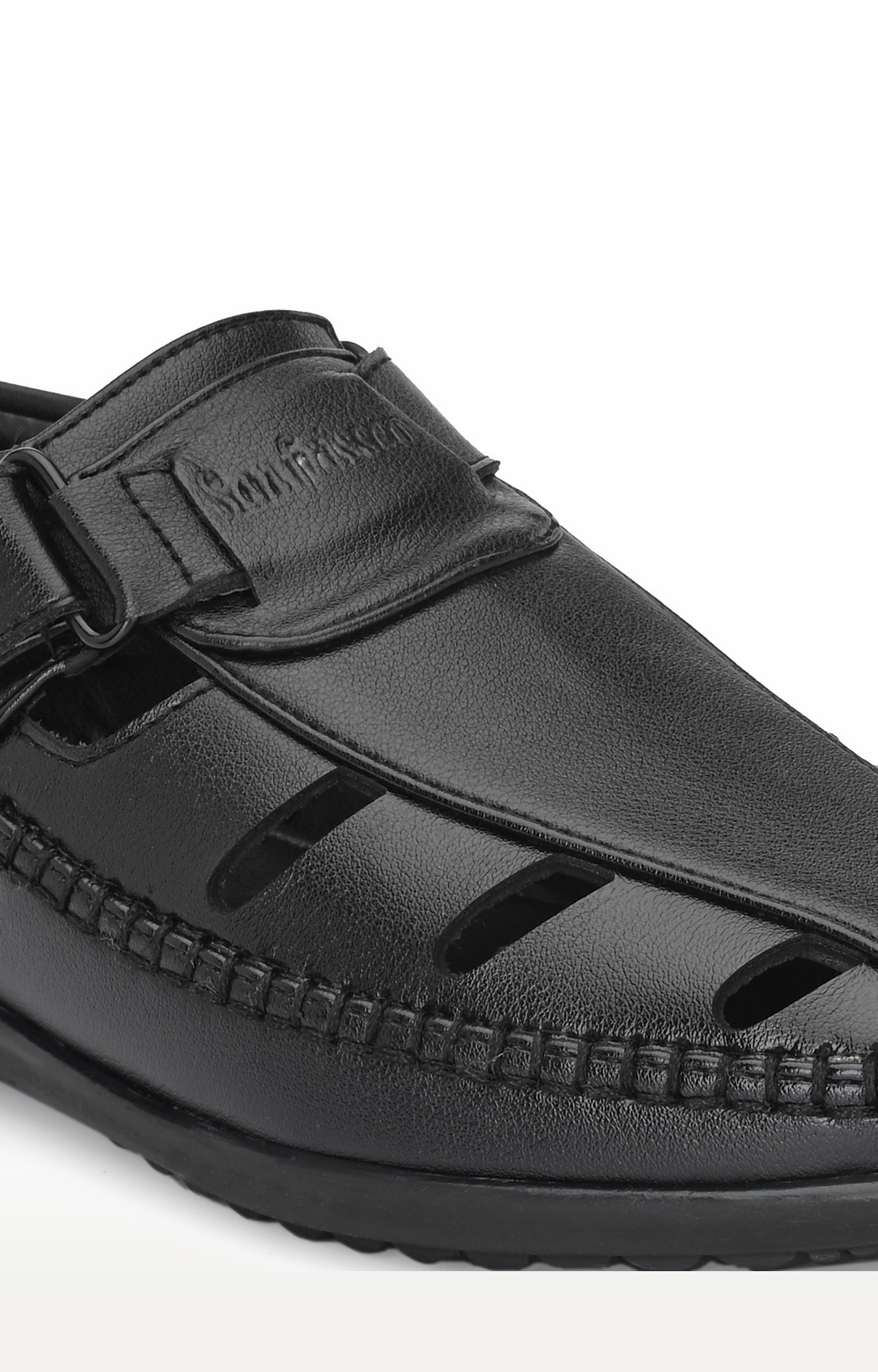 San Frissco | San Frissco Men's Faux Leather Pashto Black Sandals 5