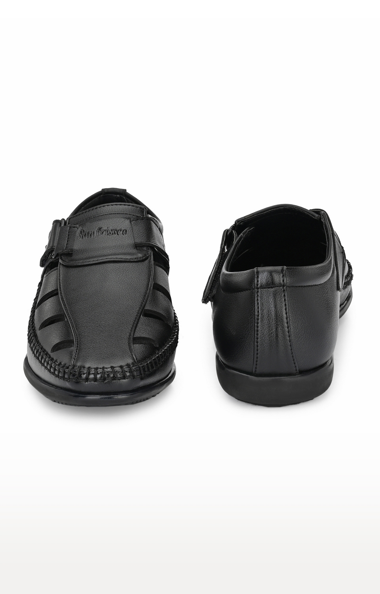 San Frissco | San Frissco Men's Faux Leather Pashto Black Sandals 2
