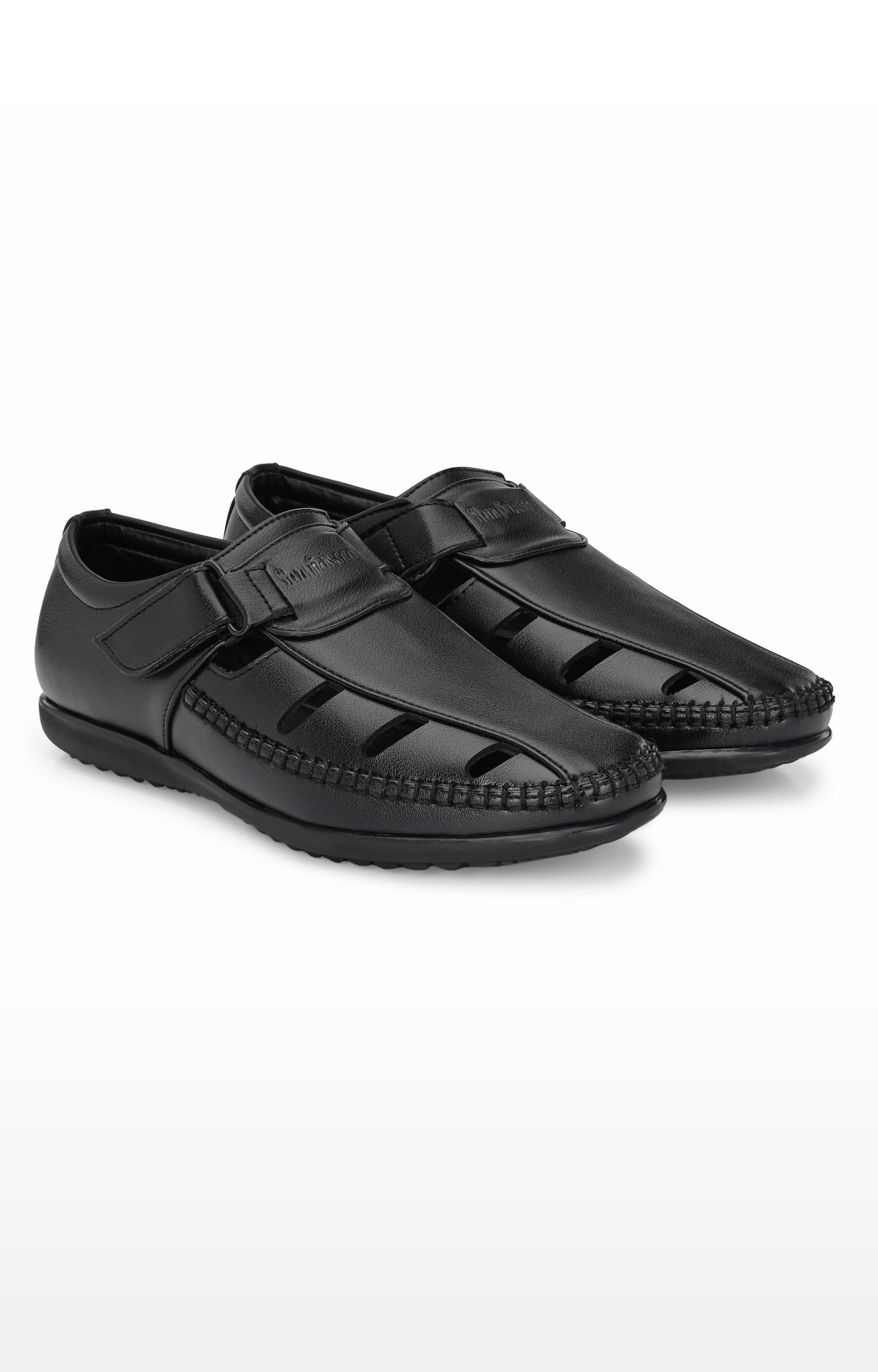 San Frissco | San Frissco Men's Faux Leather Pashto Black Sandals 3