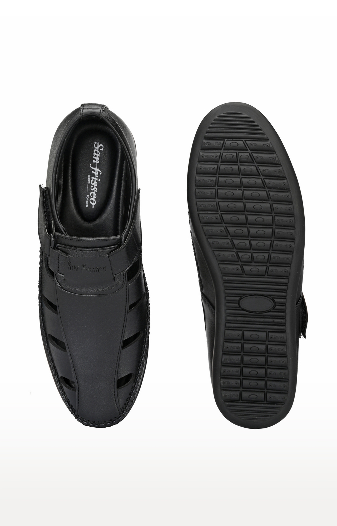 San Frissco | San Frissco Men's Faux Leather Pashto Black Sandals 4